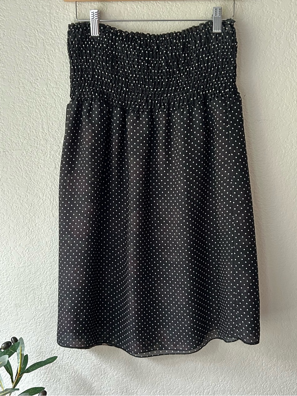 Reversible Smocked Waist Black Polka Dot/ Floral Midi Skirt